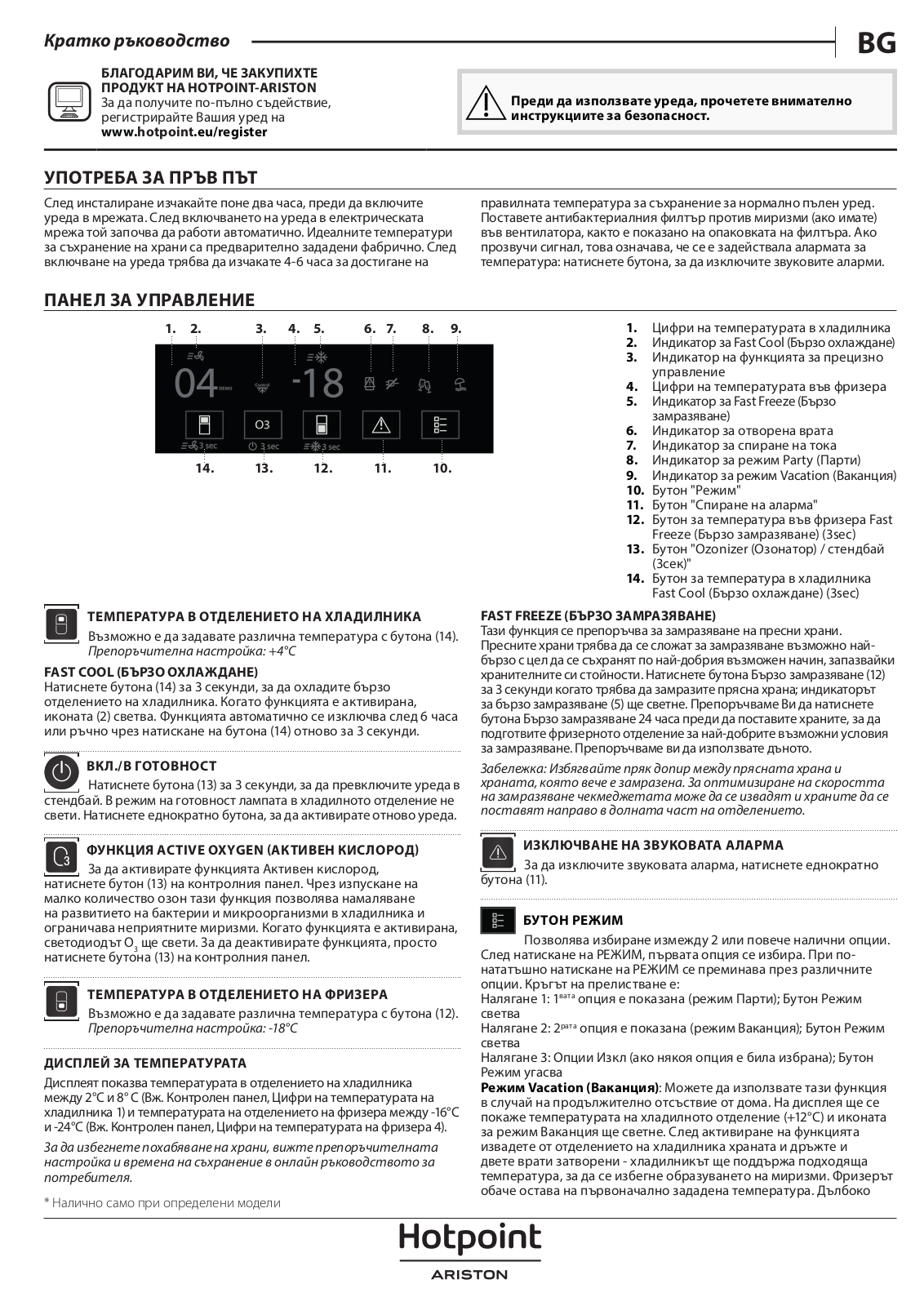 HOTPOINT/ARISTON HAC18 T542 Daily Reference Guide