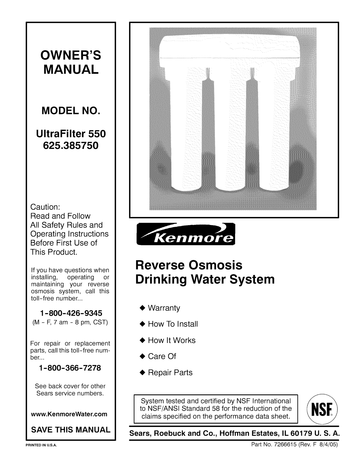 Kenmore Ultrafilter 550 625.385750 User Manual