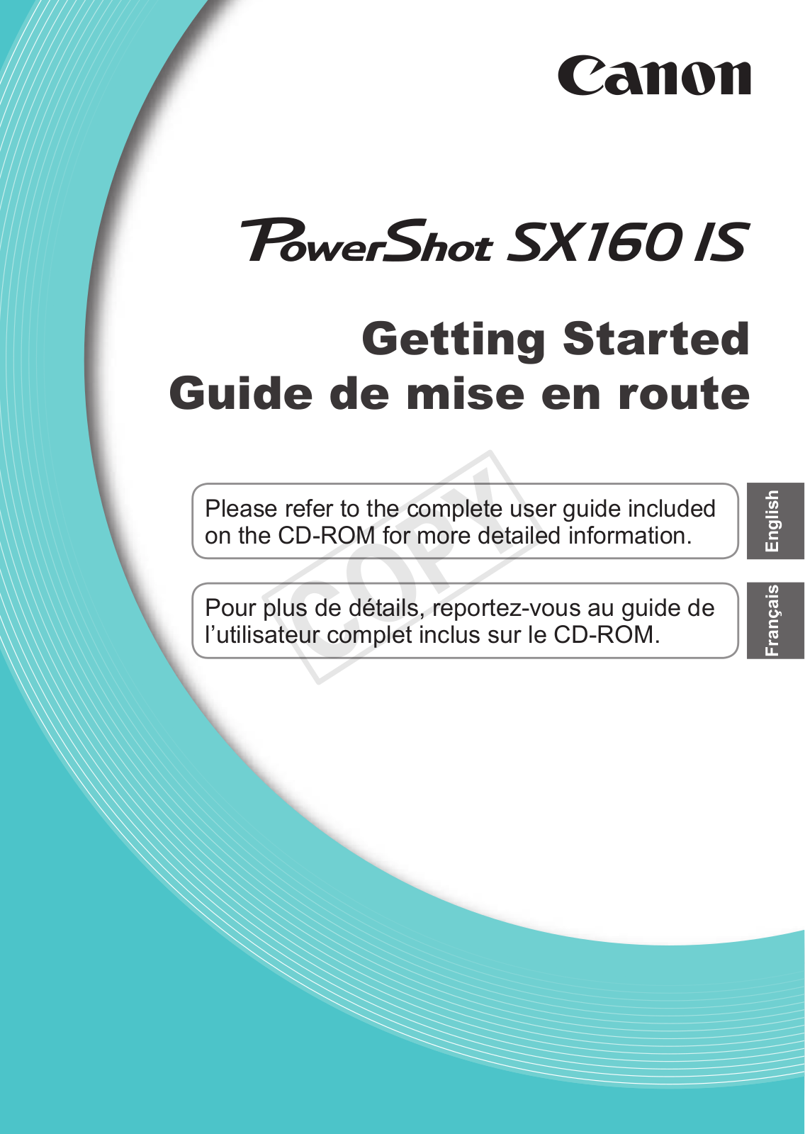 CANON SX160 IS Guide de mise en route