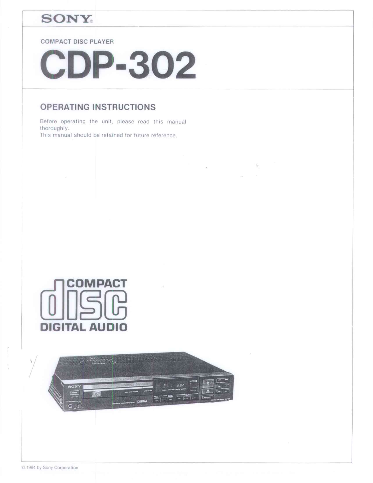 Sony CDP-302 User Manual