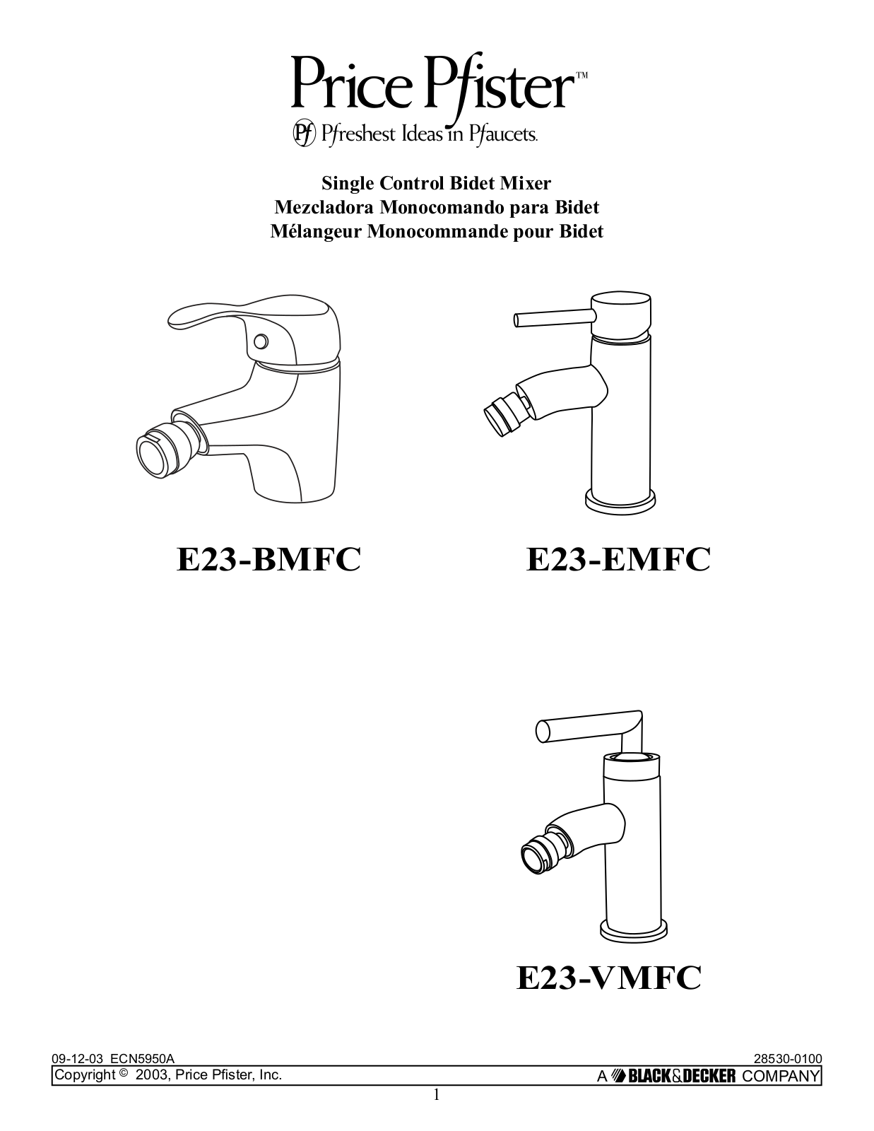 Pfister E23-BMFC User Manual