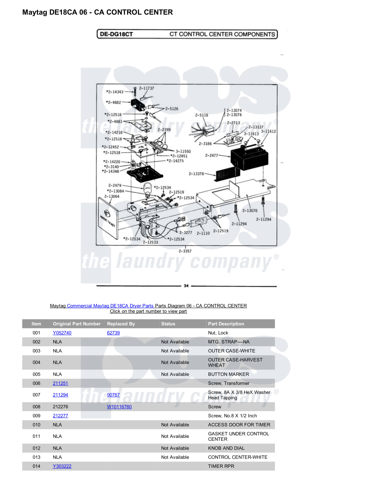 Maytag DE18CA Parts Diagram