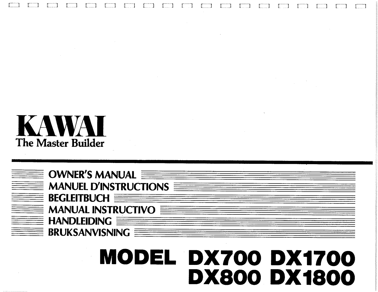 KAWAI DX1700, DX1800, DX800 User Manual