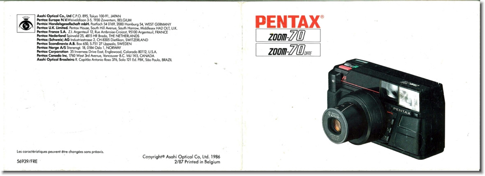 PENTAX Zoom 70 Instruction Manual