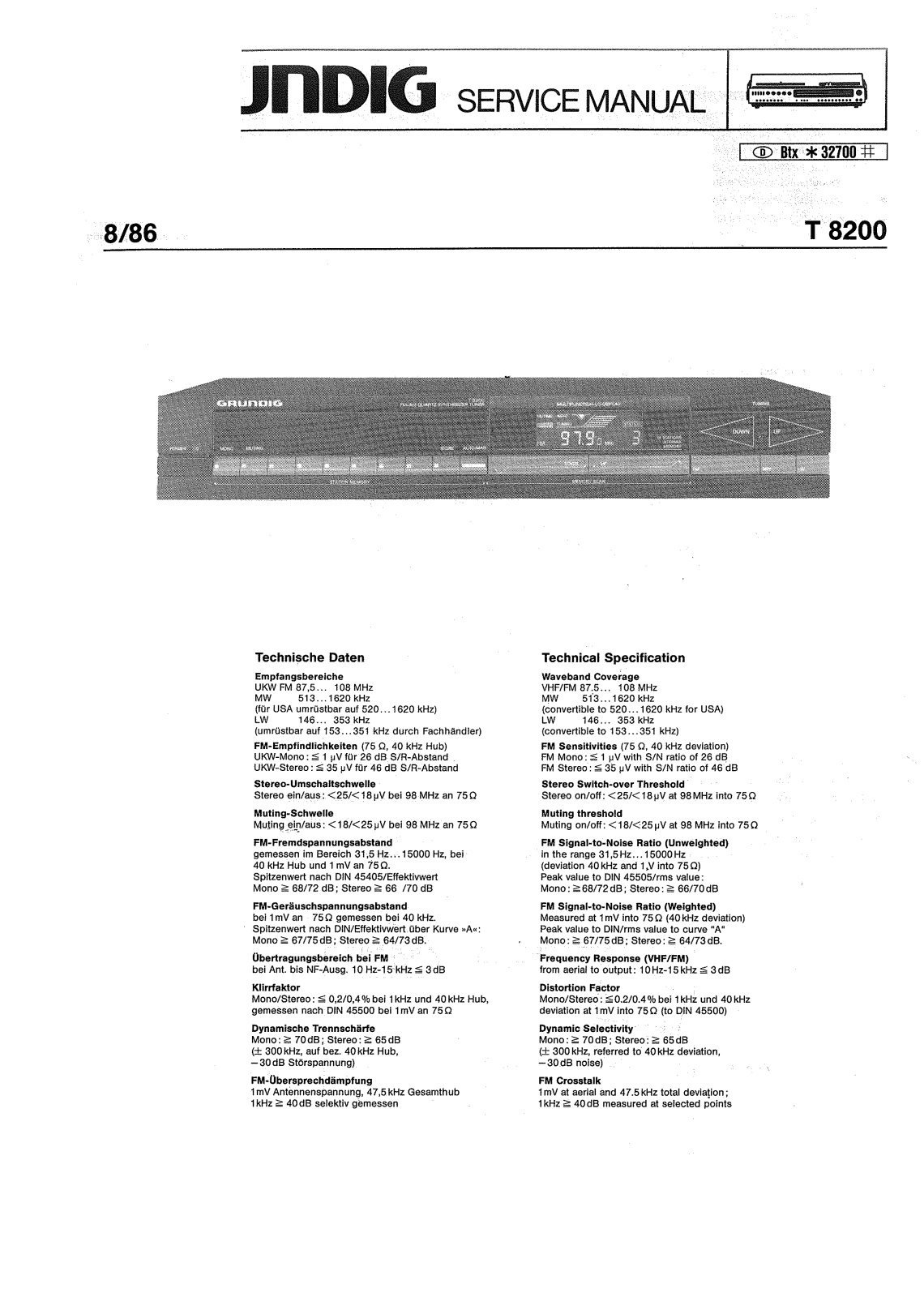 Grundig T-8200 Service Manual