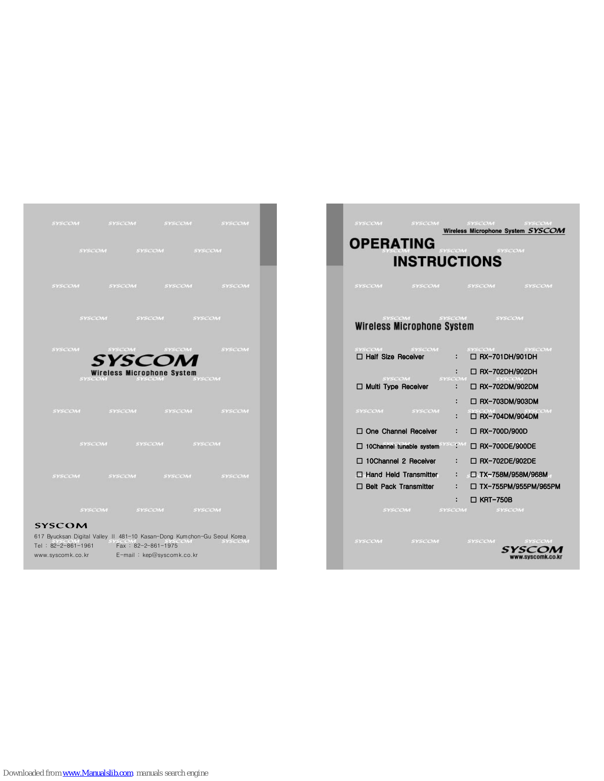 Syscom Video RX-902DM, RX-901DH, RX-701DH, RX-902DH, RX-703DM Operating Instructions Manual
