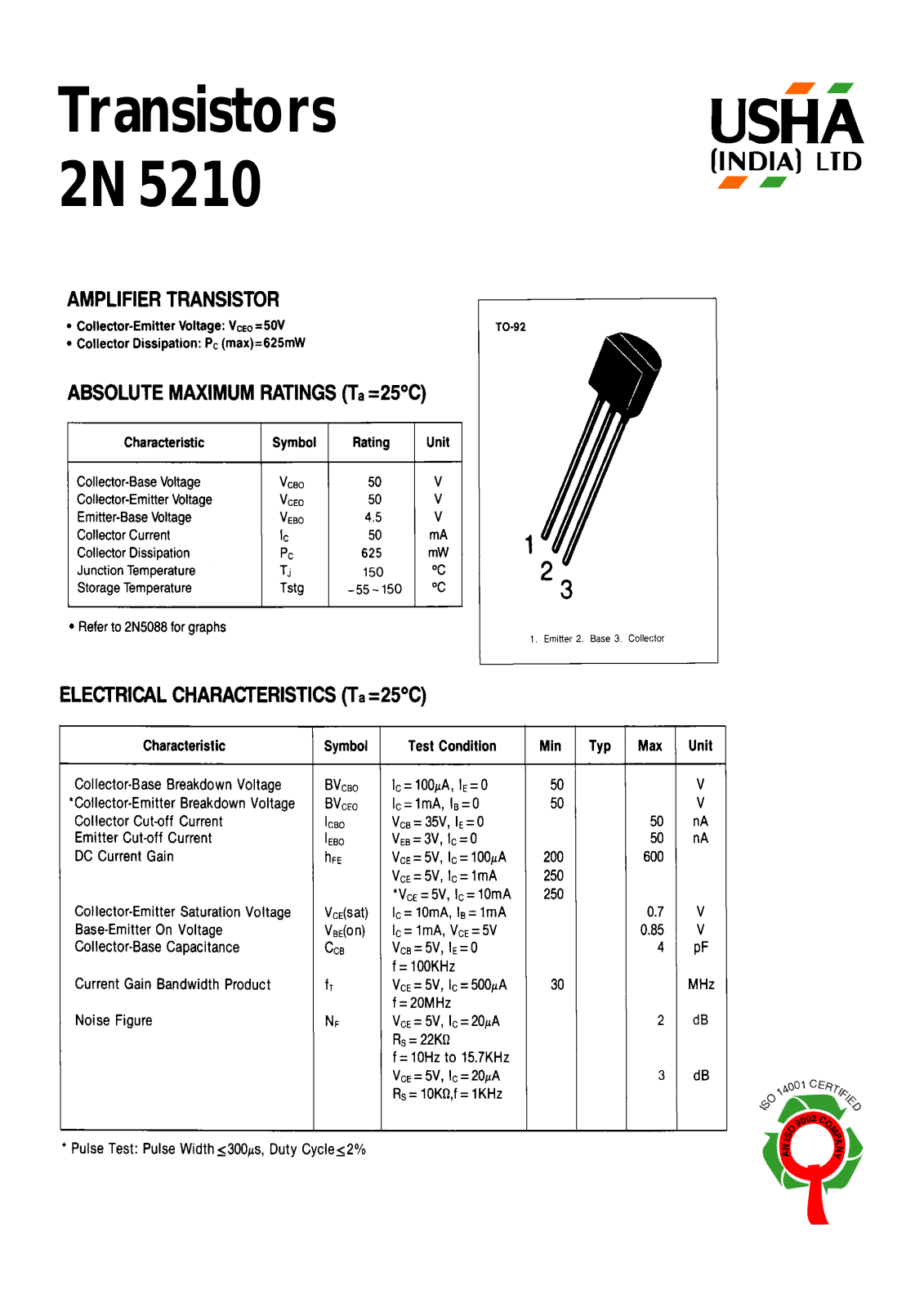 USHA 2N5210 Datasheet