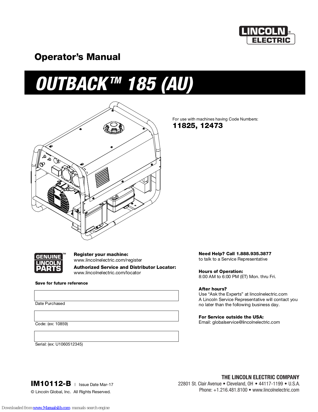 Lincoln Electric OUTBACK 185 (AU) Operator's Manual