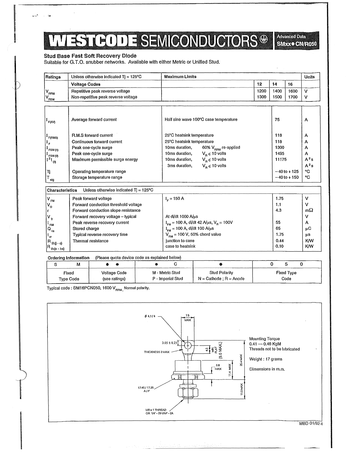 Datasheet SMxx Datasheet (Westcode Semiconductors) - ManualMachine.com