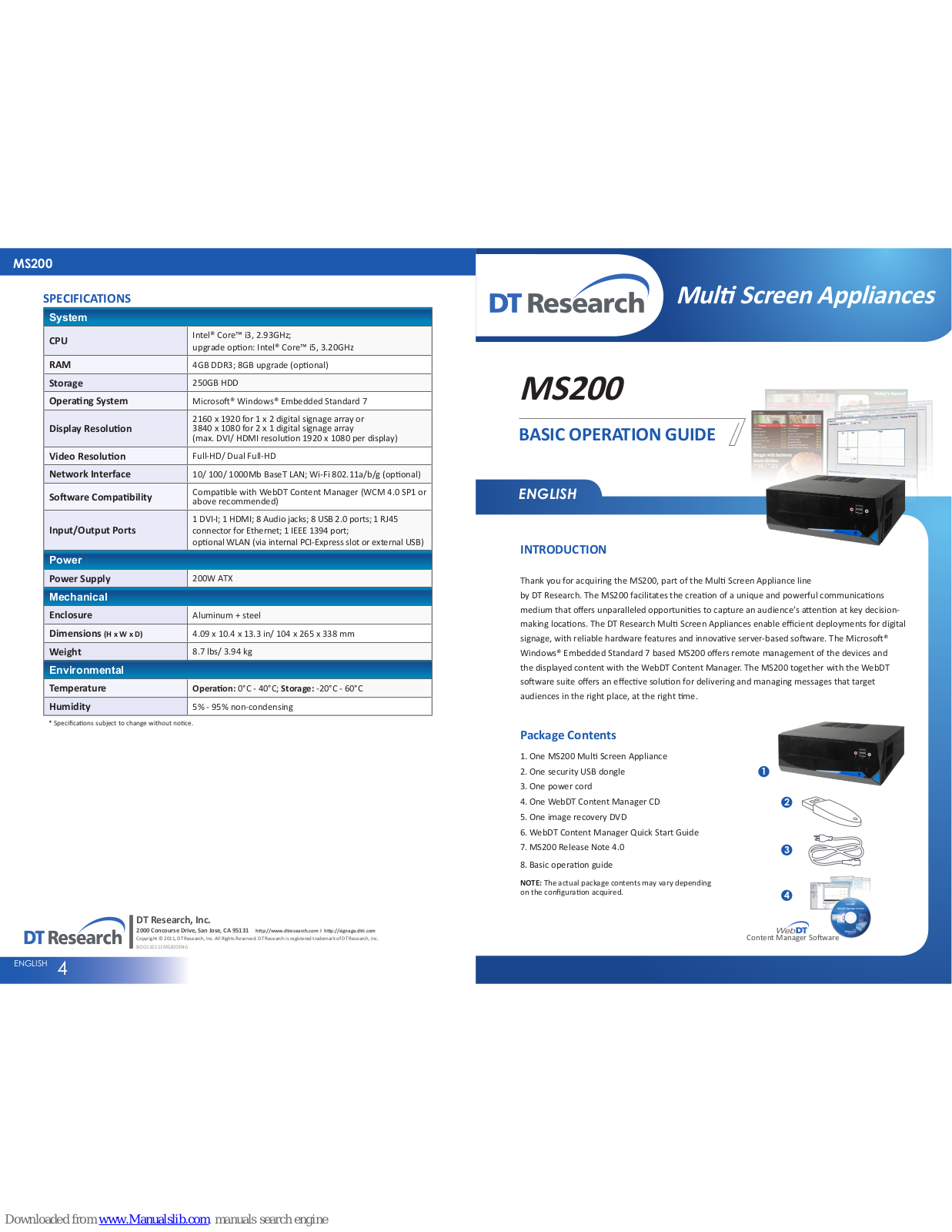 DT Research MS200 Basic Operation Manual