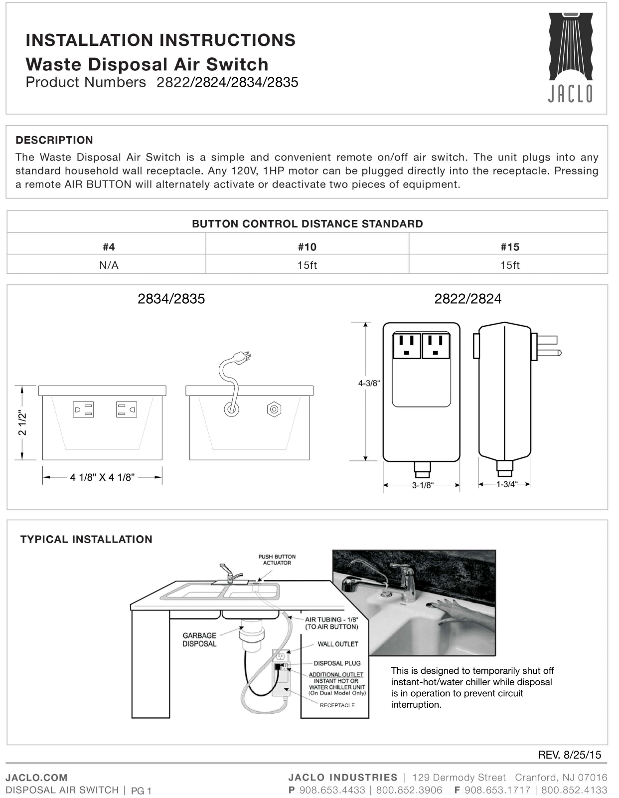 Jaclo 2822 Installation Manual