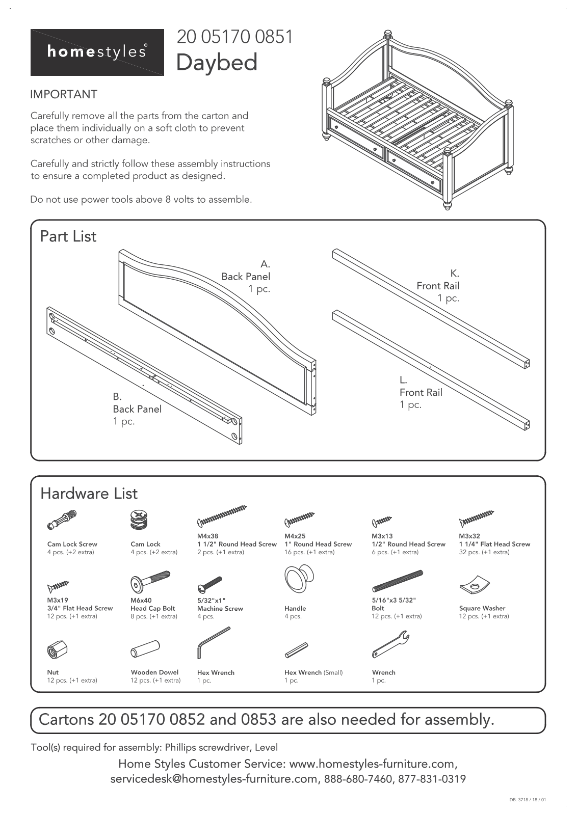 Homestyles 20 05170 0851 Assembly Instructions