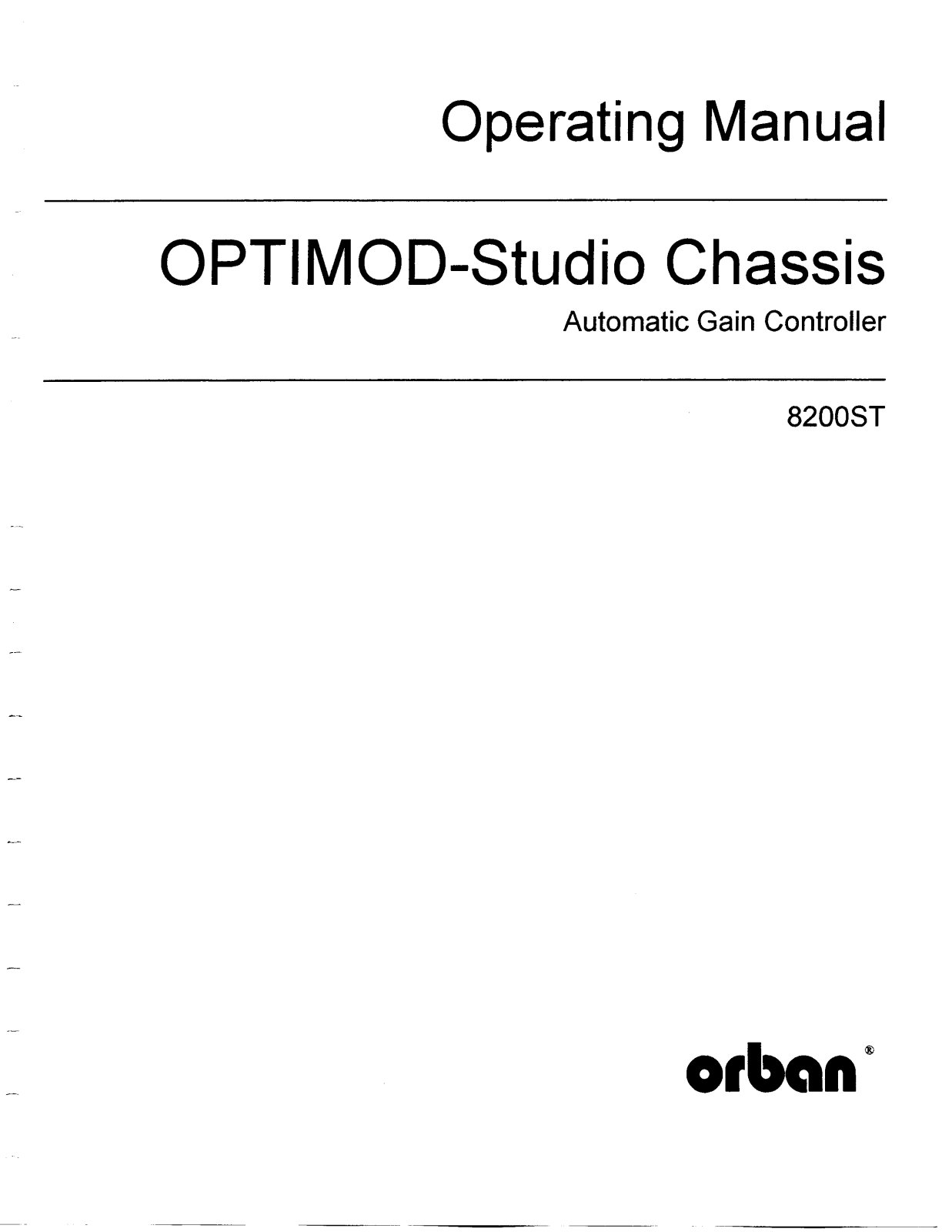 Orban 8200ST Service manual