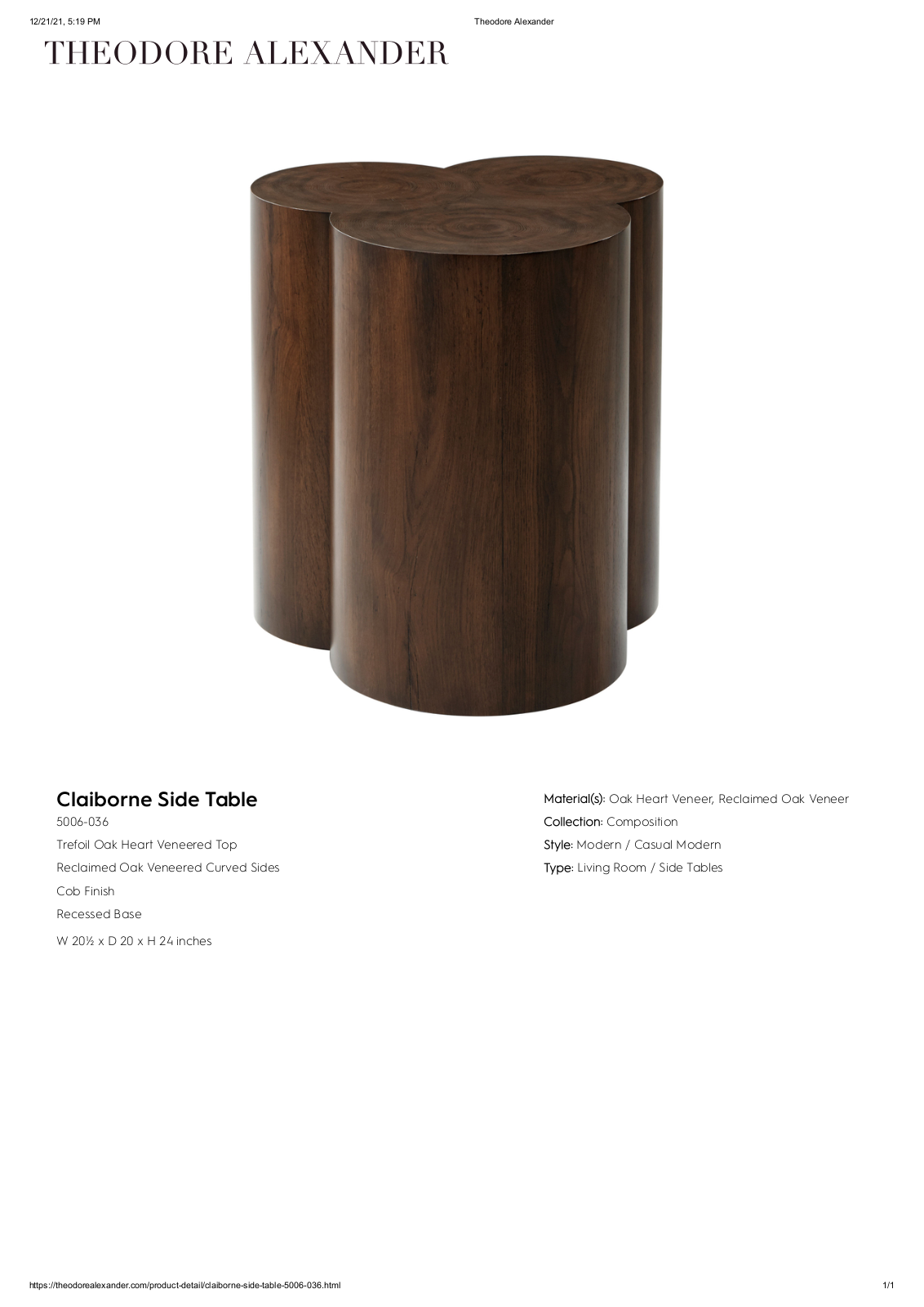 Theodore Alexander FPLJ3322 Specifications - ManualMachine.com