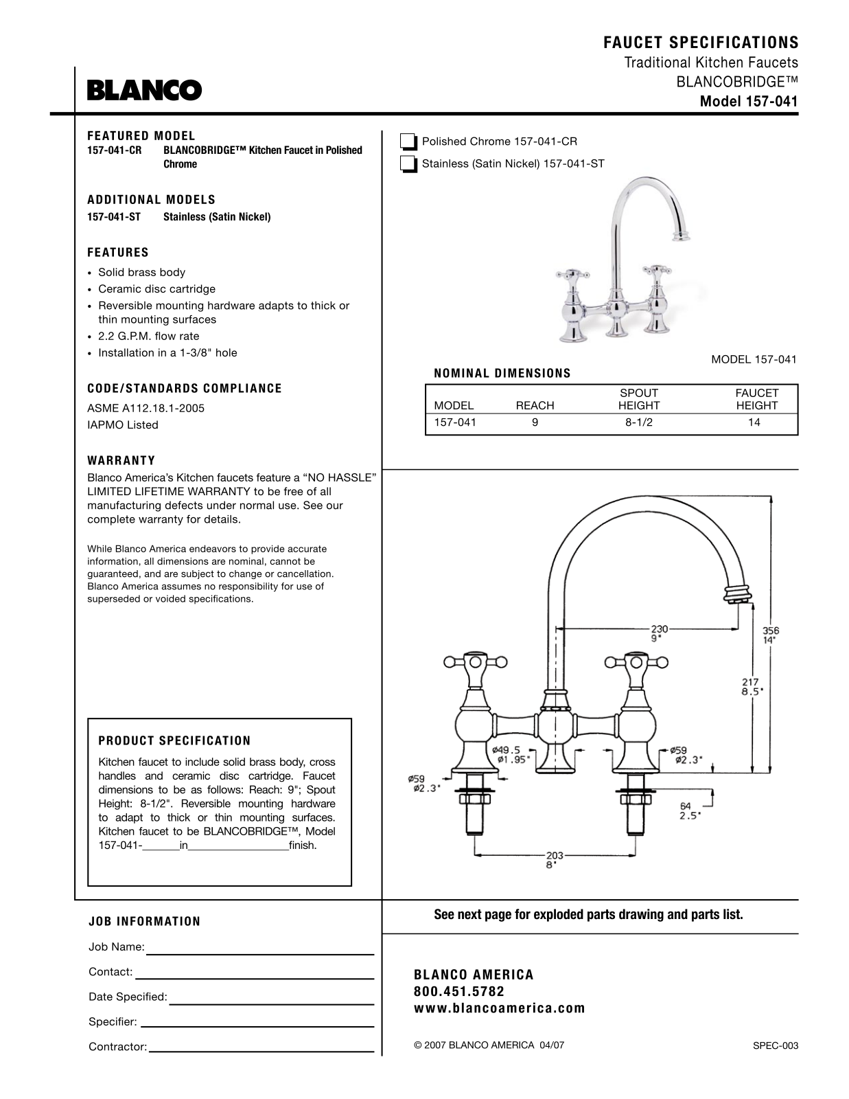 Blanco 157-041 User Manual