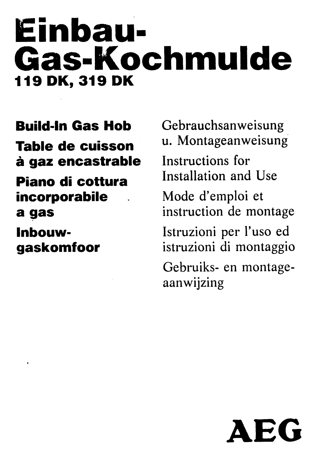 AEG 319 DK D, 319 DK w User Manual