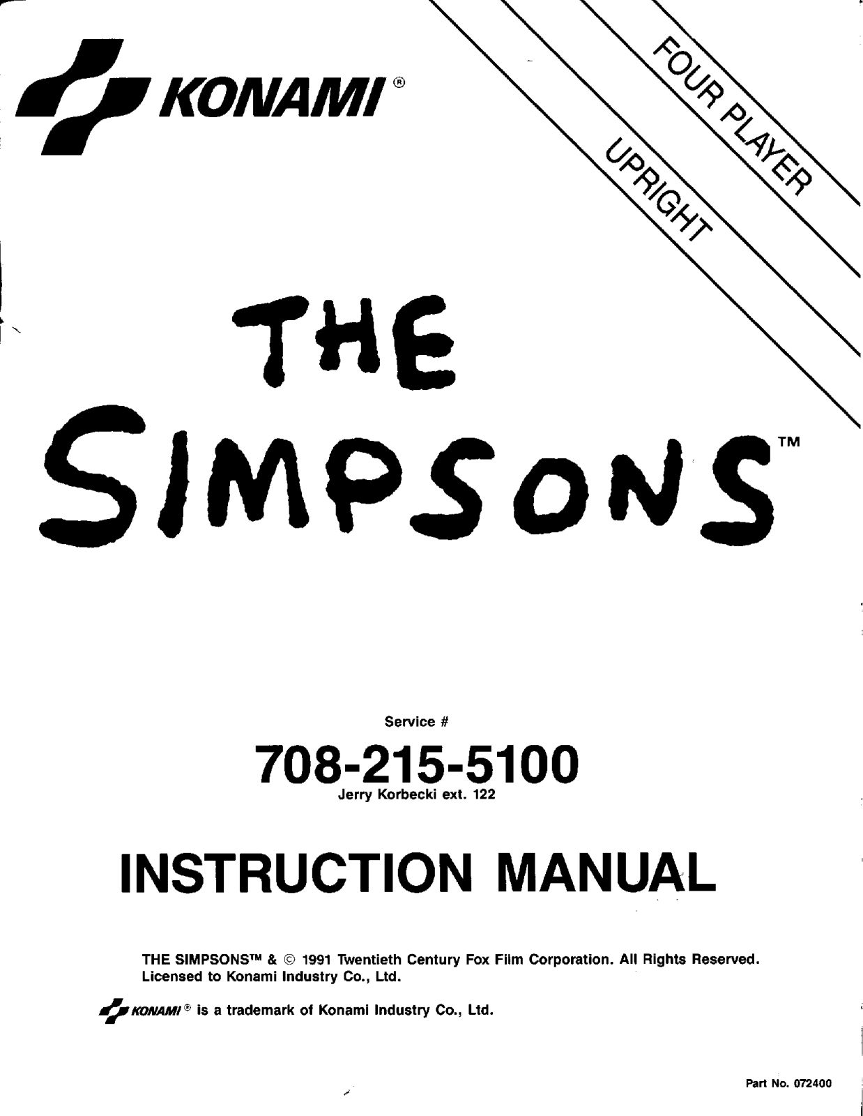 Konami The Simpsons User Guide