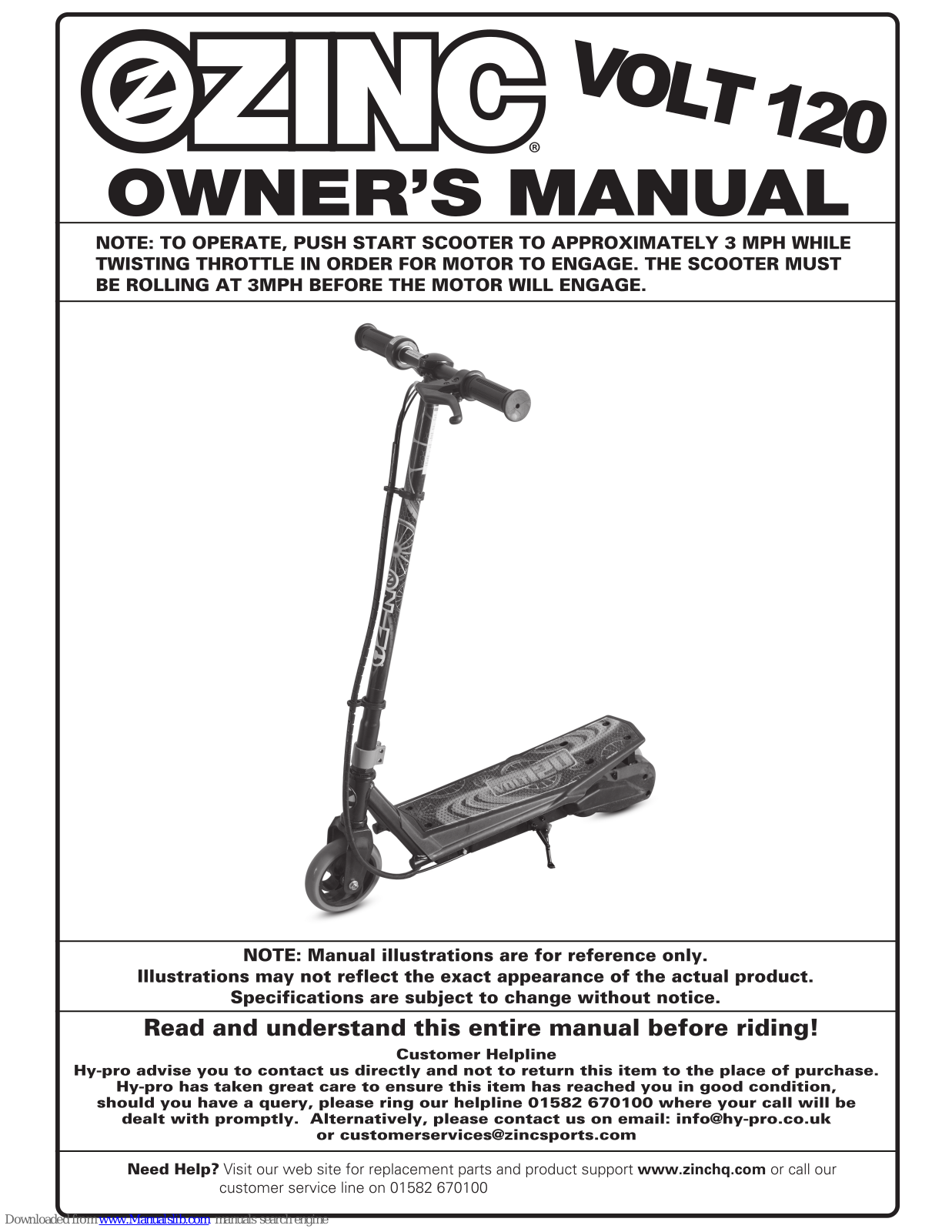 Zinc Volt 120 Owner's Manual