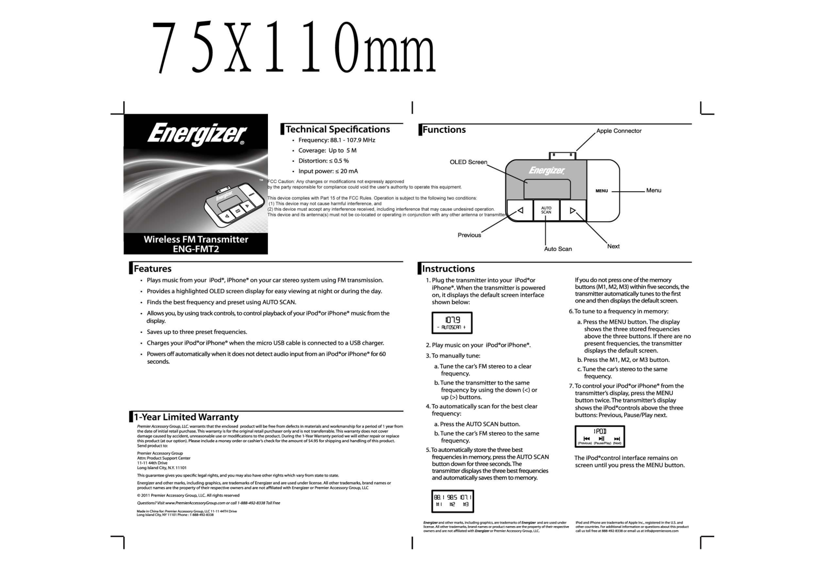 Premier Accessory Group ENG FMT2 User Manual