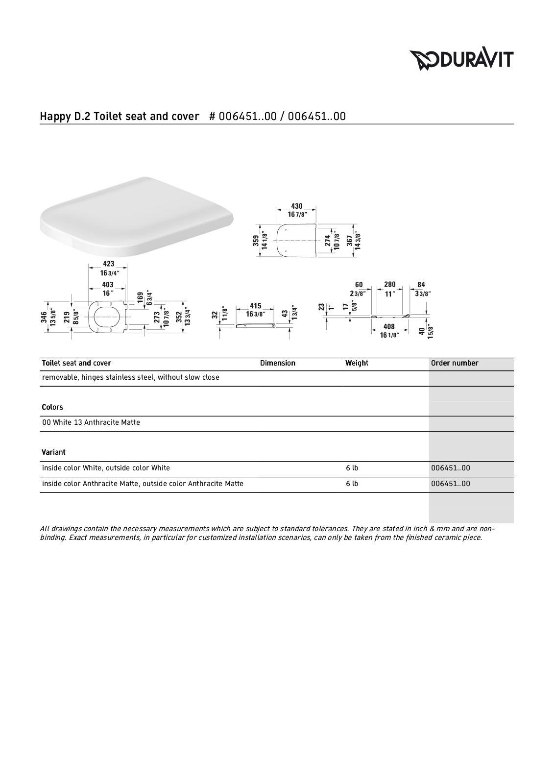 Duravit DRV1957 Specifications - ManualMachine.com
