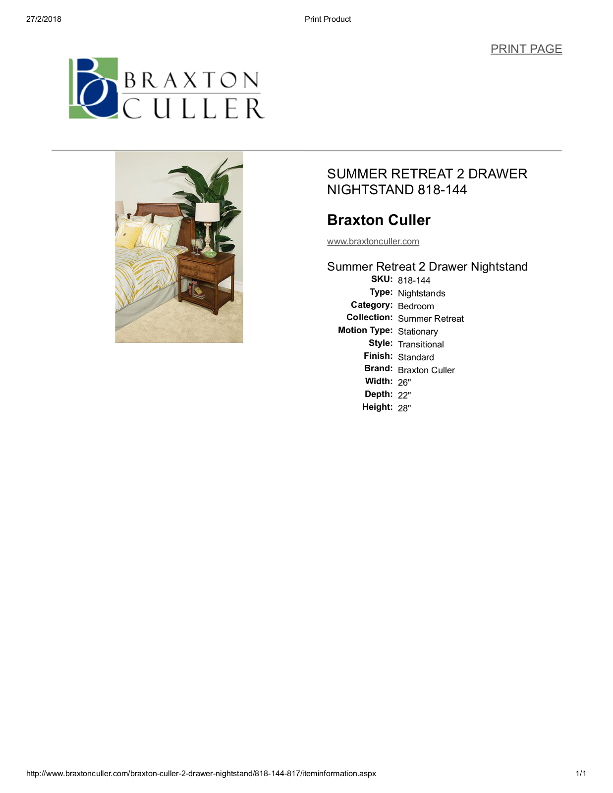 Braxton Culler BXCL1753 Specifications - ManualMachine.com