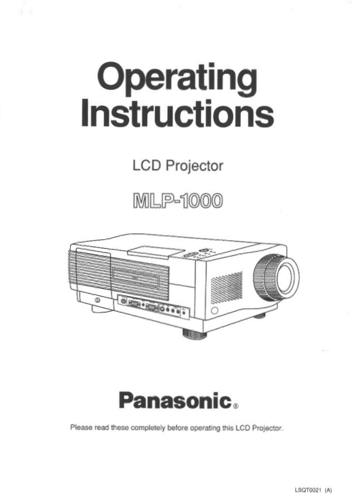 Panasonic MLP1000 User Manual