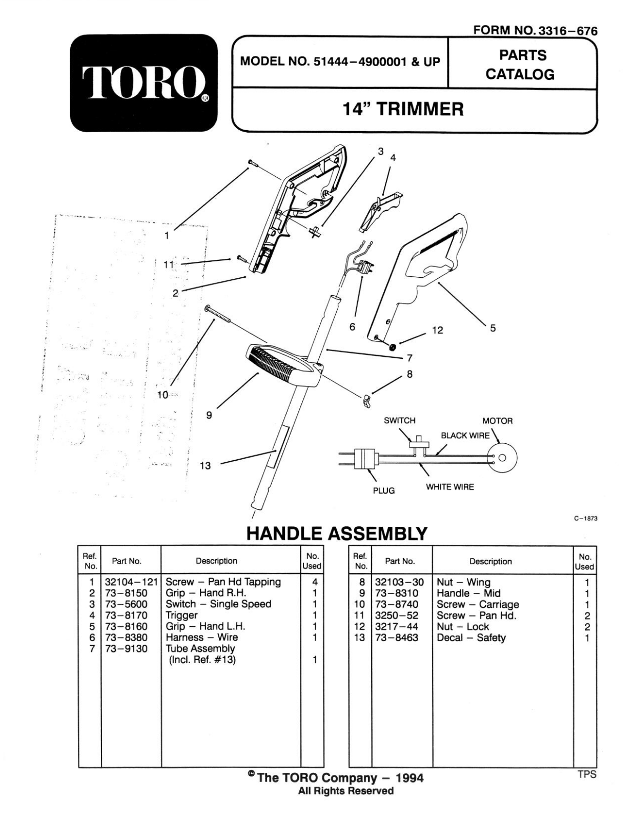 Toro 51444 Parts Catalogue