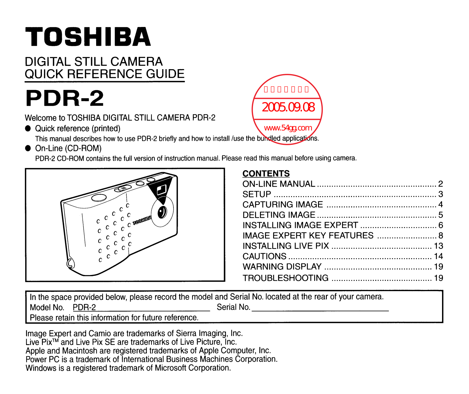 TOSHIBA PDR-2 User Manual