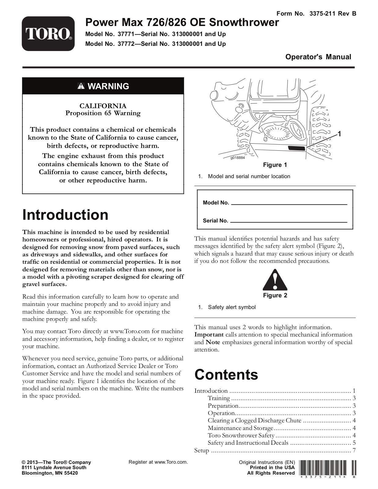 Toro 37771, 37772 Operator's Manual