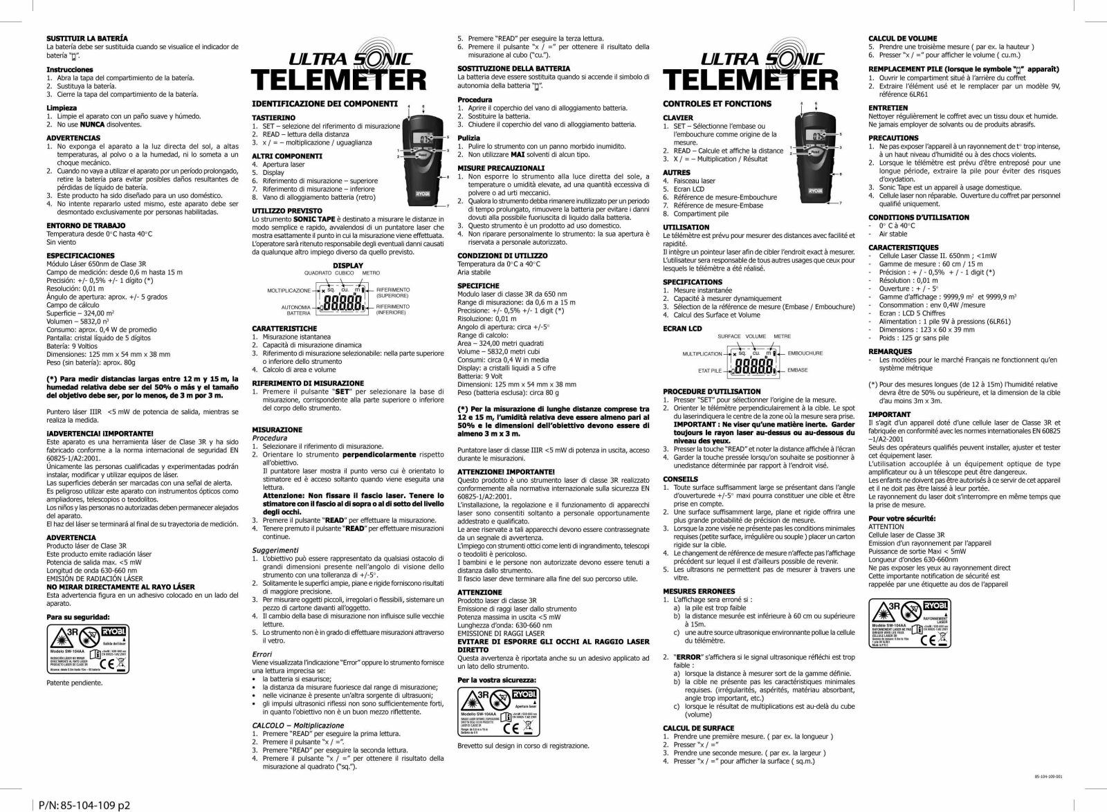 Ryobi SW104AA User Manual