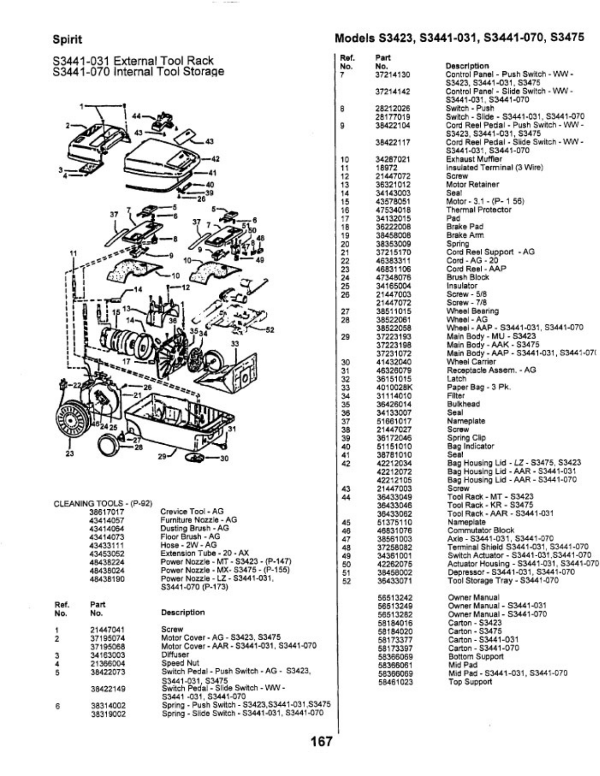 Hoover S3441-070, S3475, S3441-031, S3423 Owner's Manual