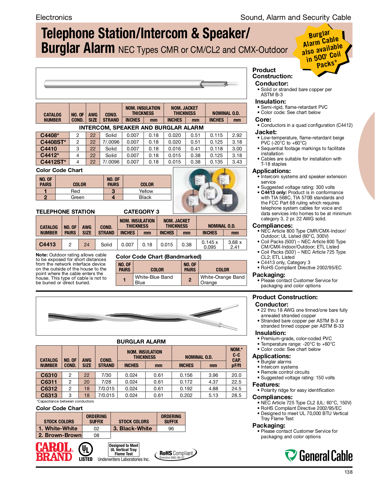 General Cable Sound, Alarm, Security Cable Catalog Page