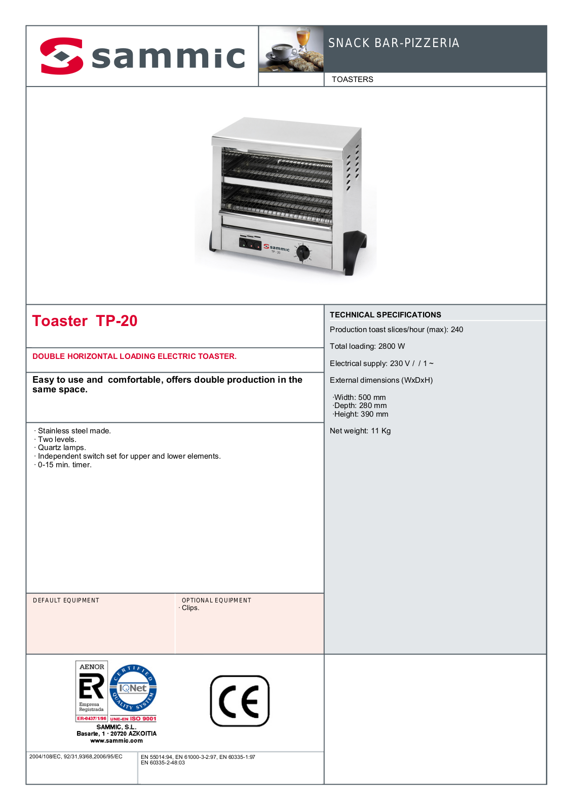 Sammic TP-20 User Manual