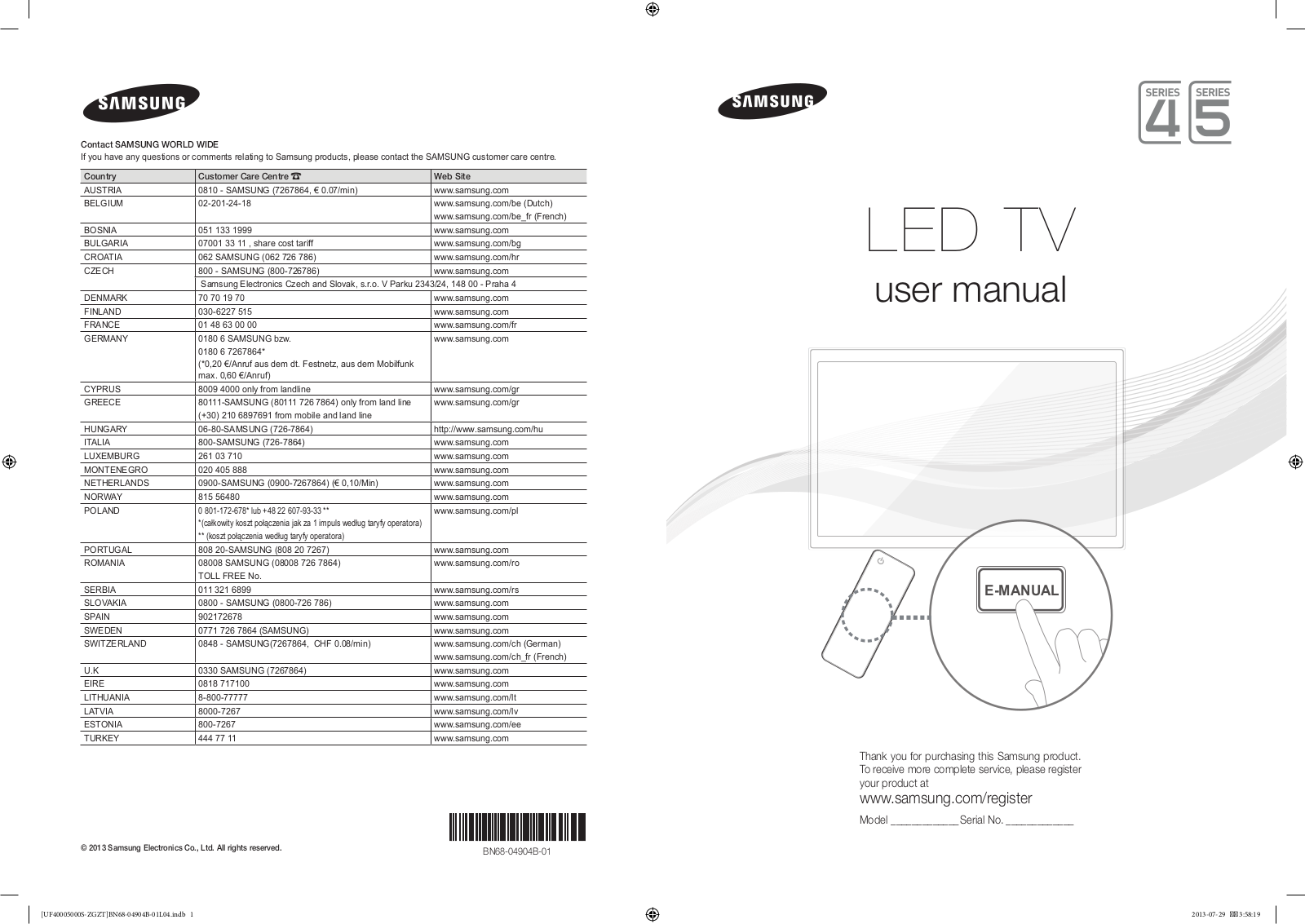 SAMSUNG UE19F4000AW, UE28F4000AW User Manual