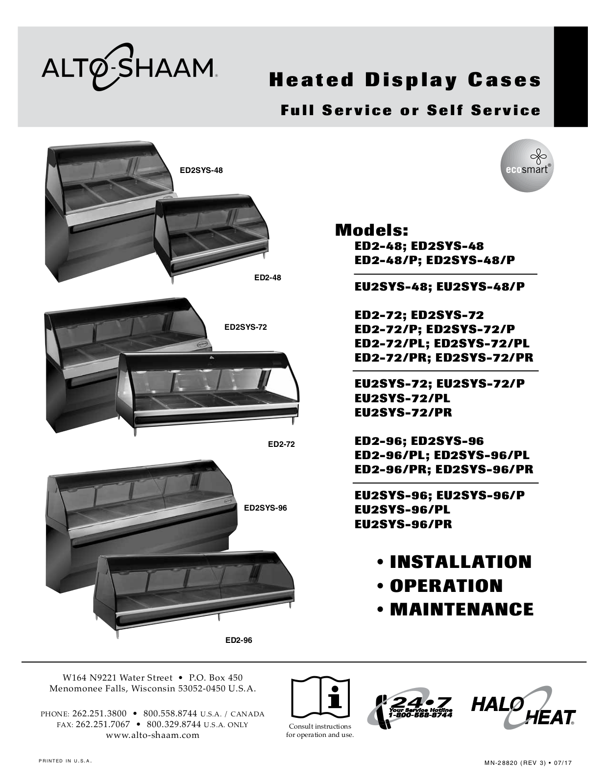 Alto Shaam ED2SYS-96 Service Manual