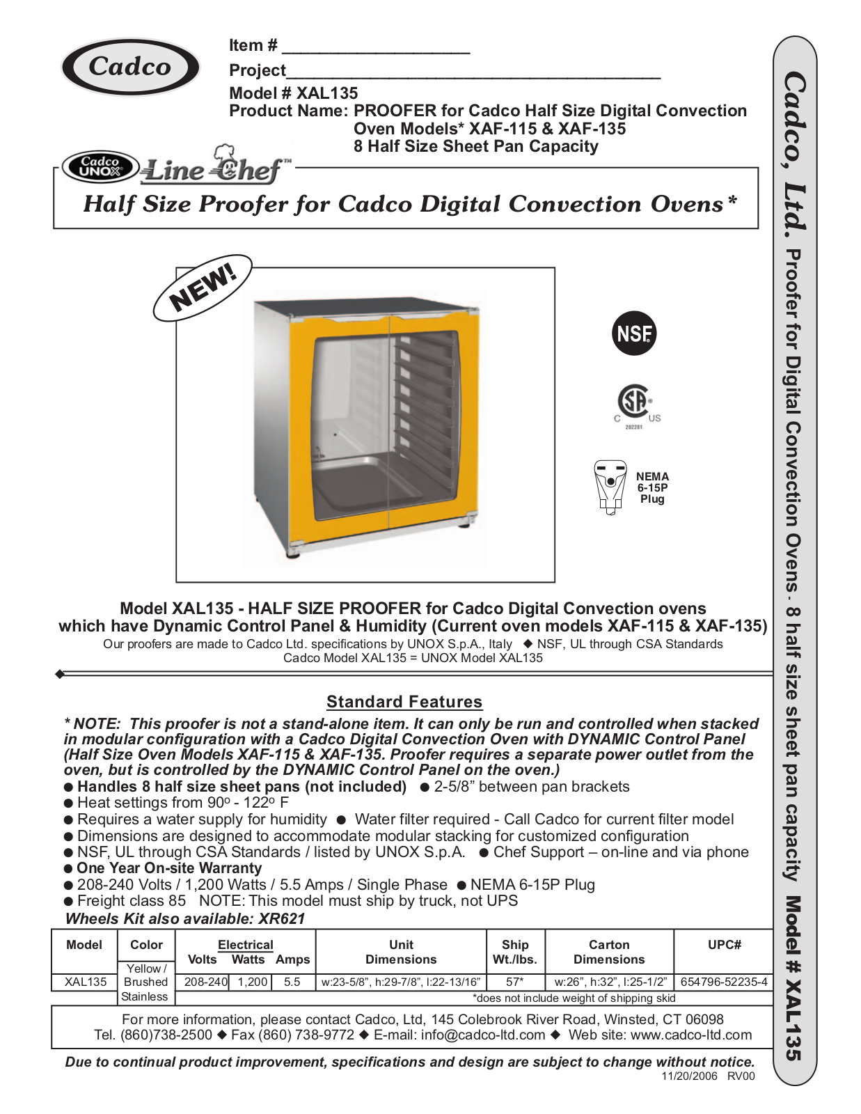 Cadco XAL-135 User Manual