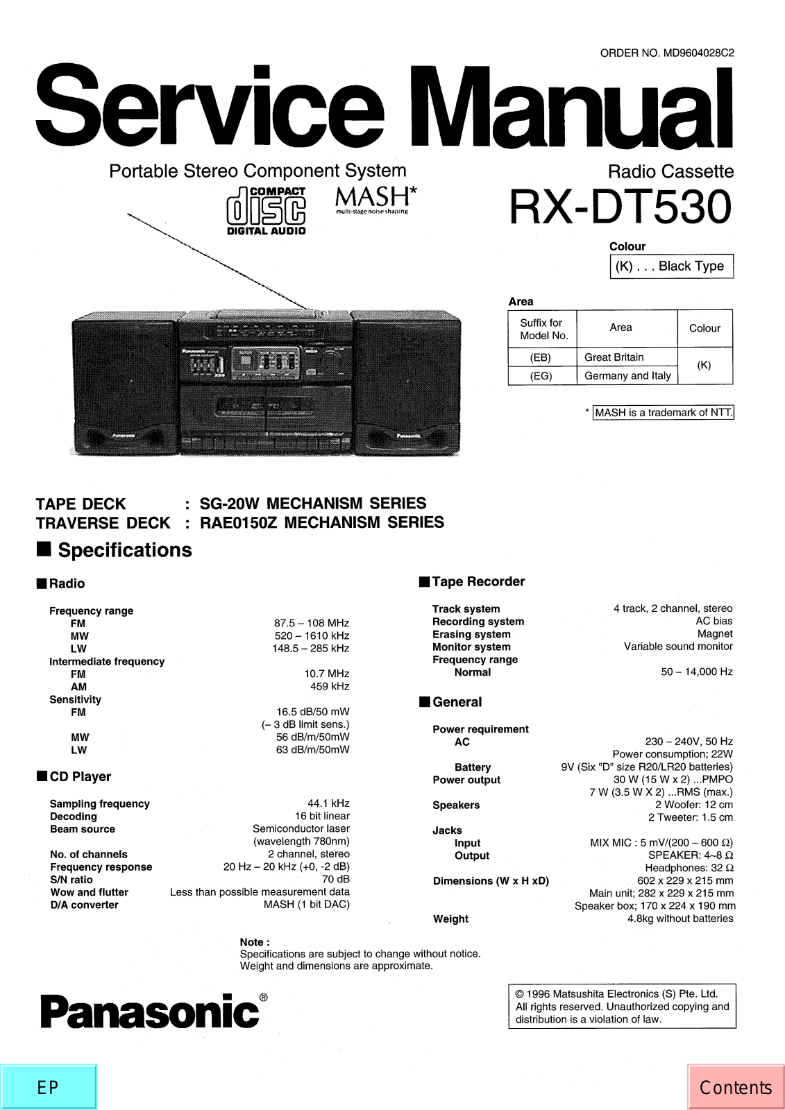 JVC RX DT530 EB, RX DT530 EG Service Manual