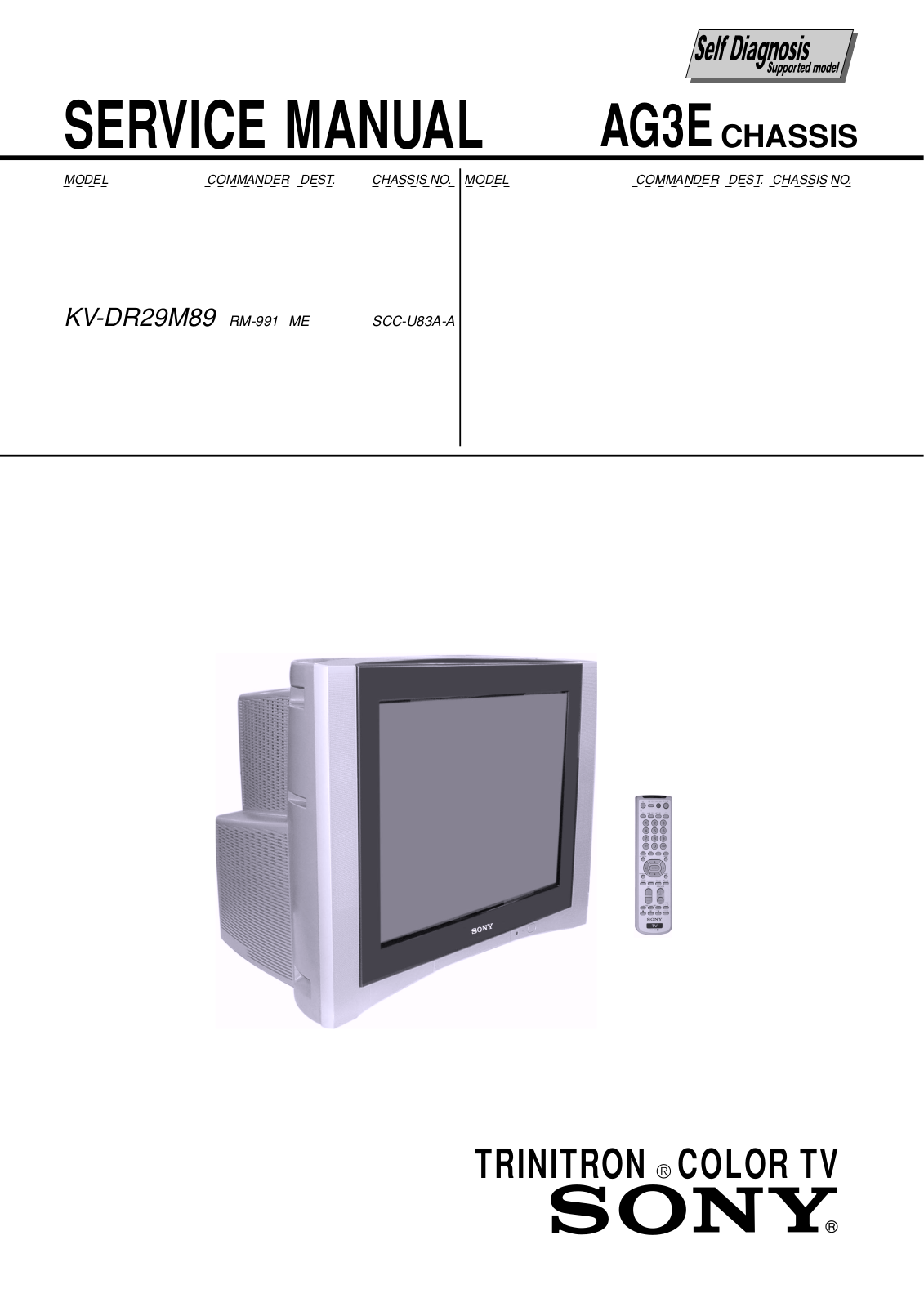 Sony KV-DR29M89 Service Manual