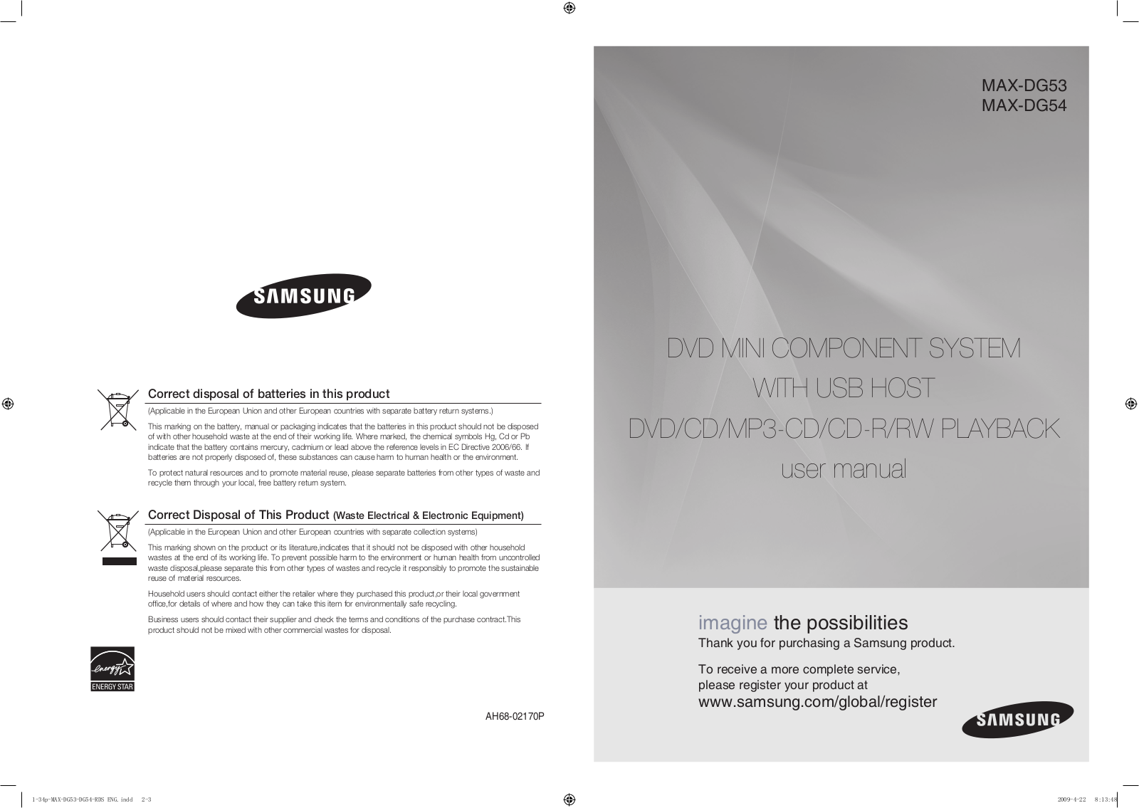 Samsung MAX-DG54 User Manual