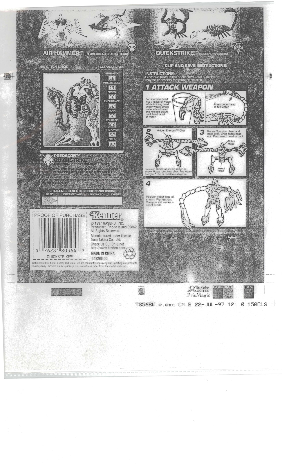 HASBRO Transformers Predacon Quickstrike User Manual