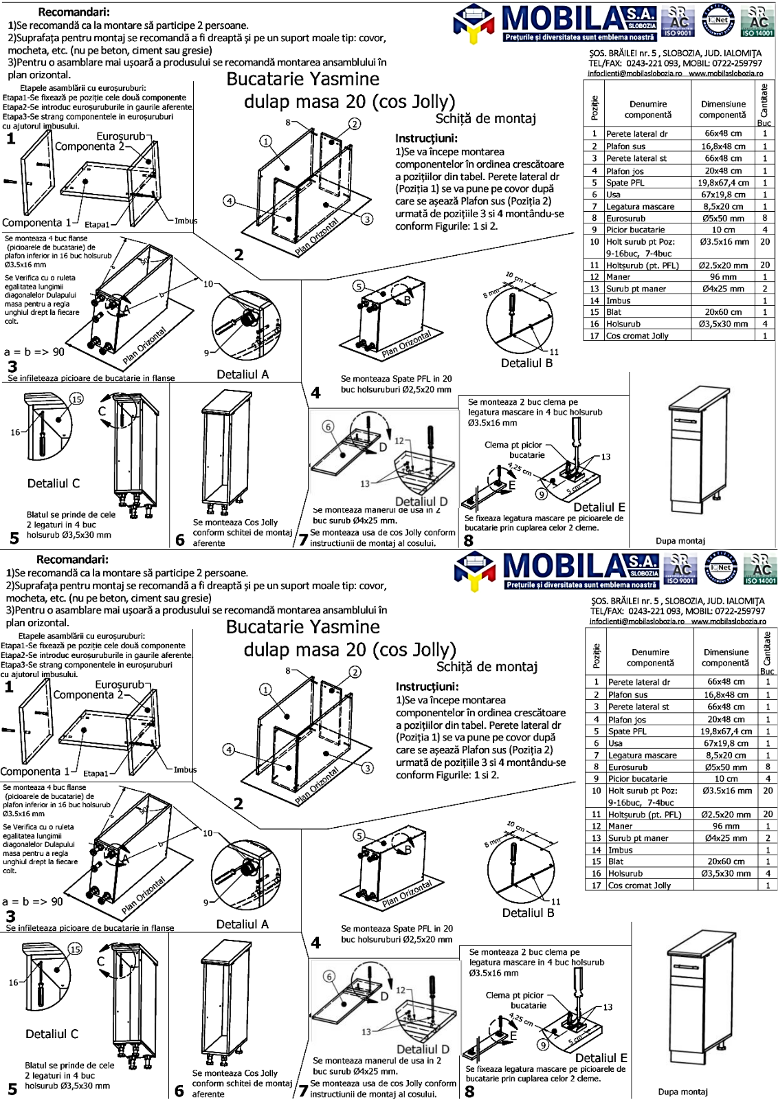 Mobila Yasmine User Manual