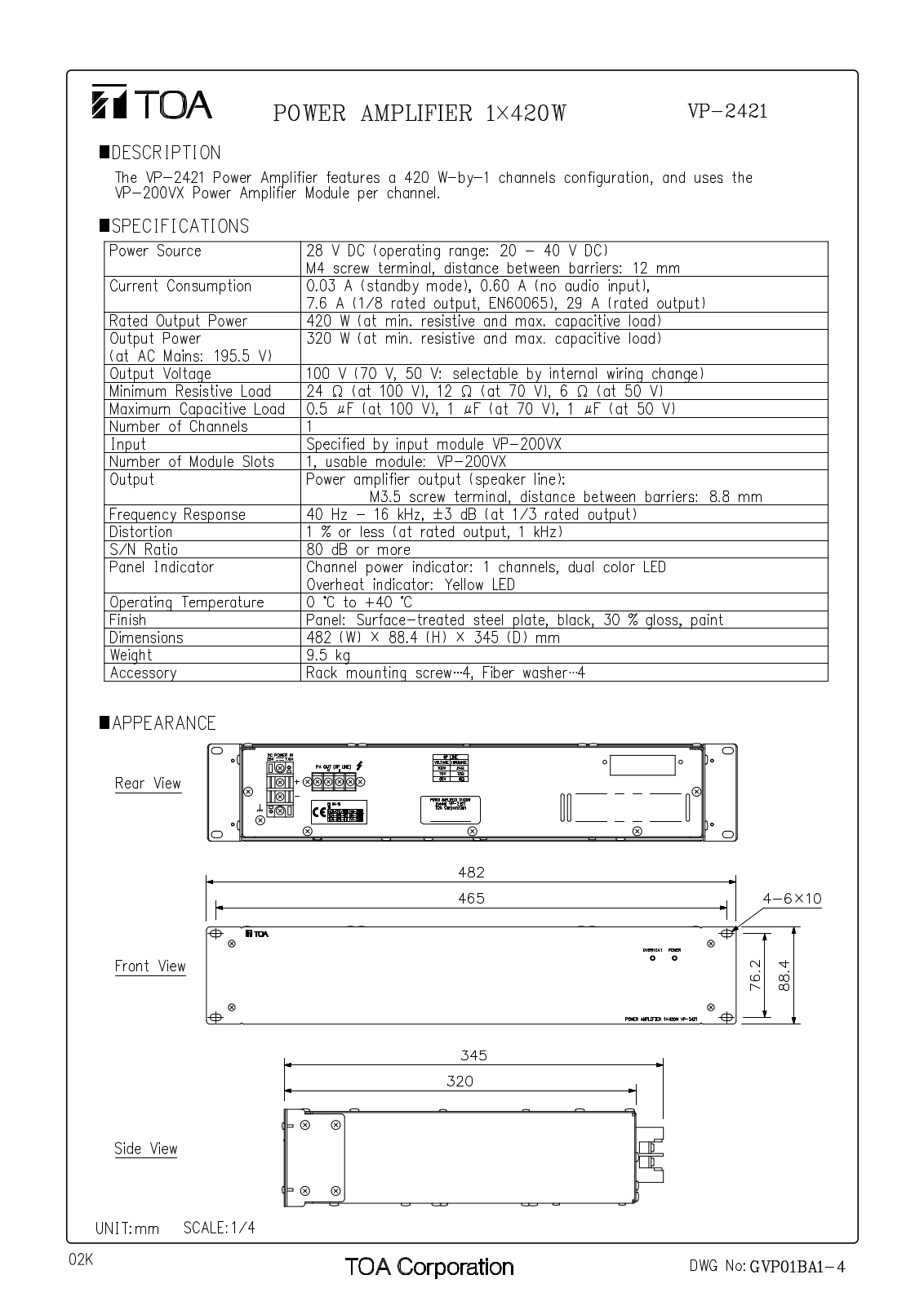 TOA VP-2421 User Manual