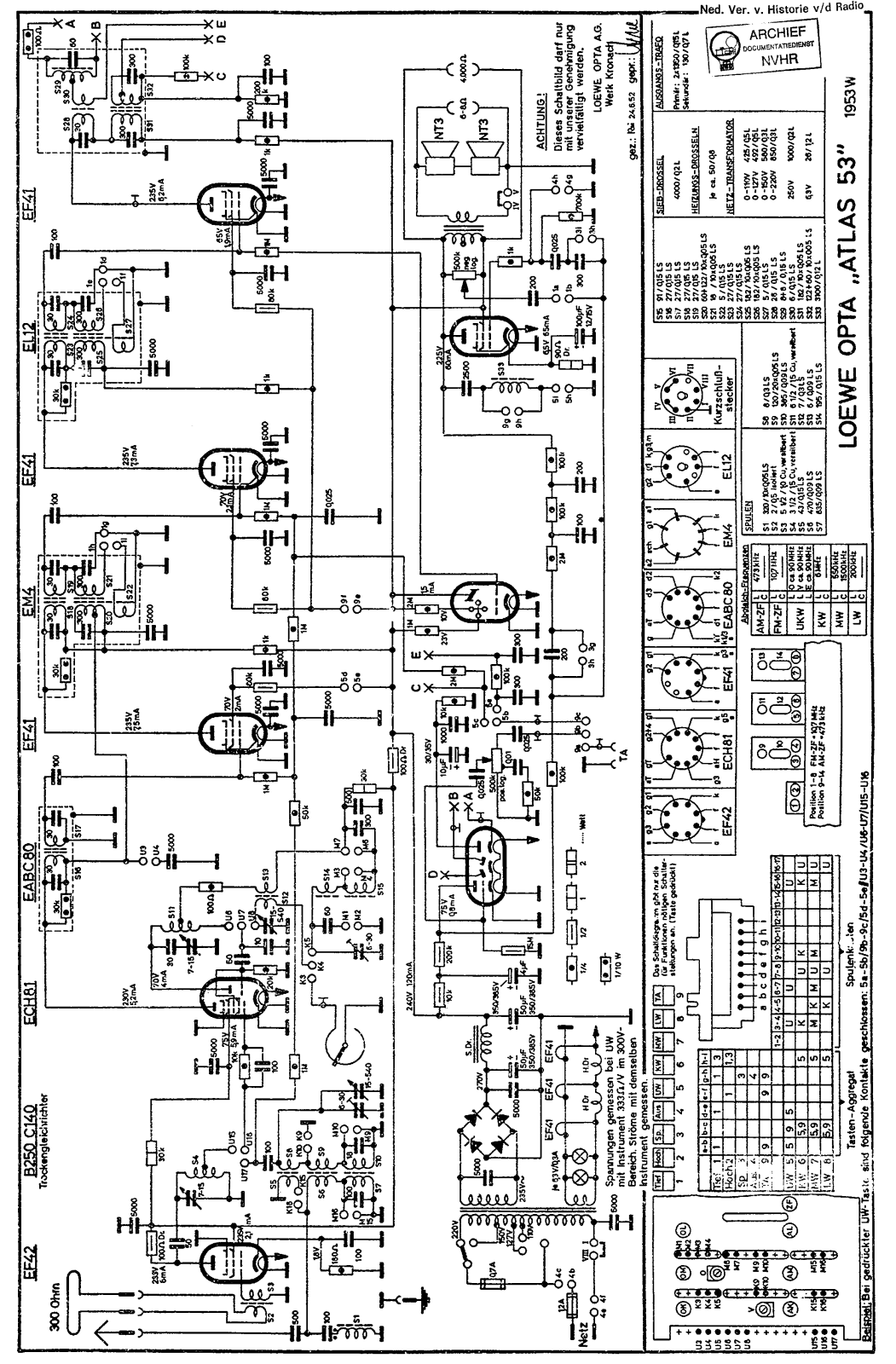 Loewe Opta 1953W, Atlas 53 Schematic