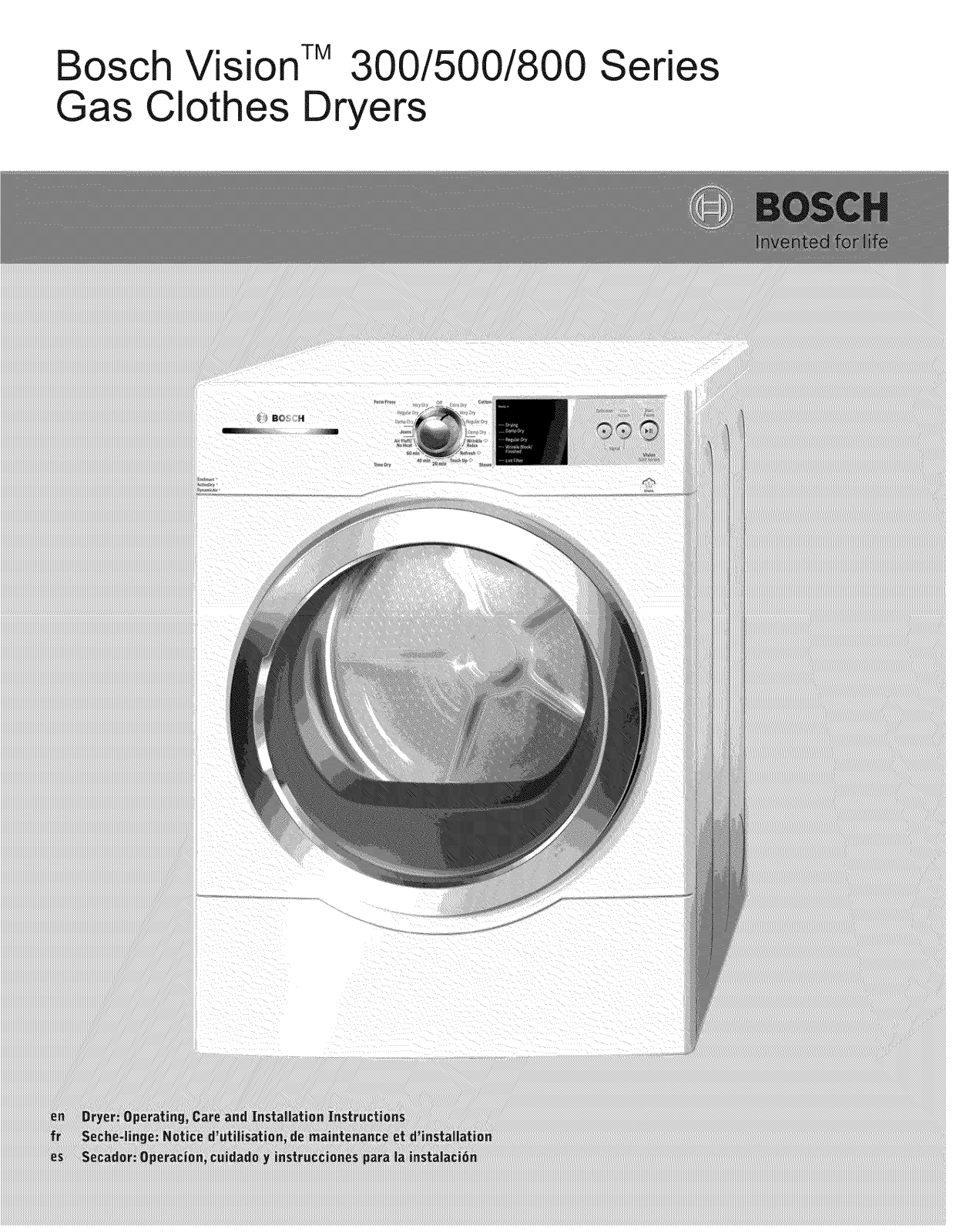 Bosch WTVC853PUC/10, WTVC853PUC/09, WTVC553CUC/10 Owner’s Manual