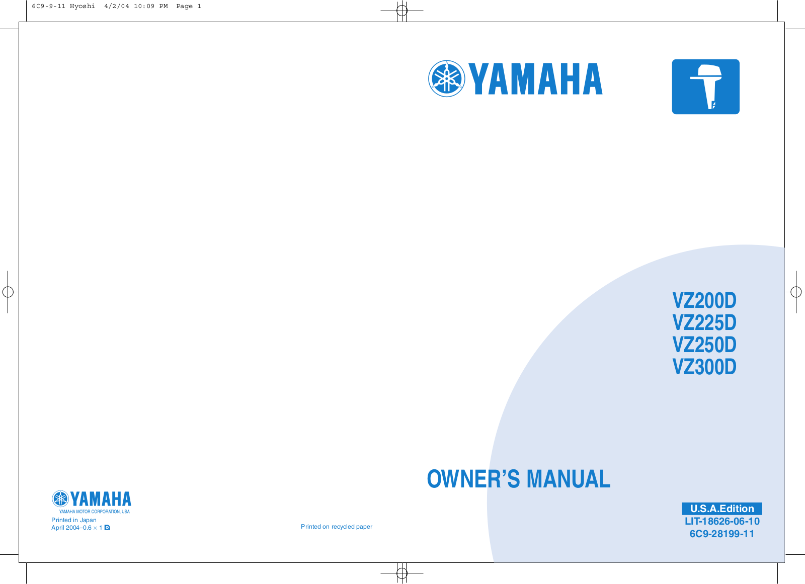 Yamaha VZ300D, VZ250D, VZ225D User Manual