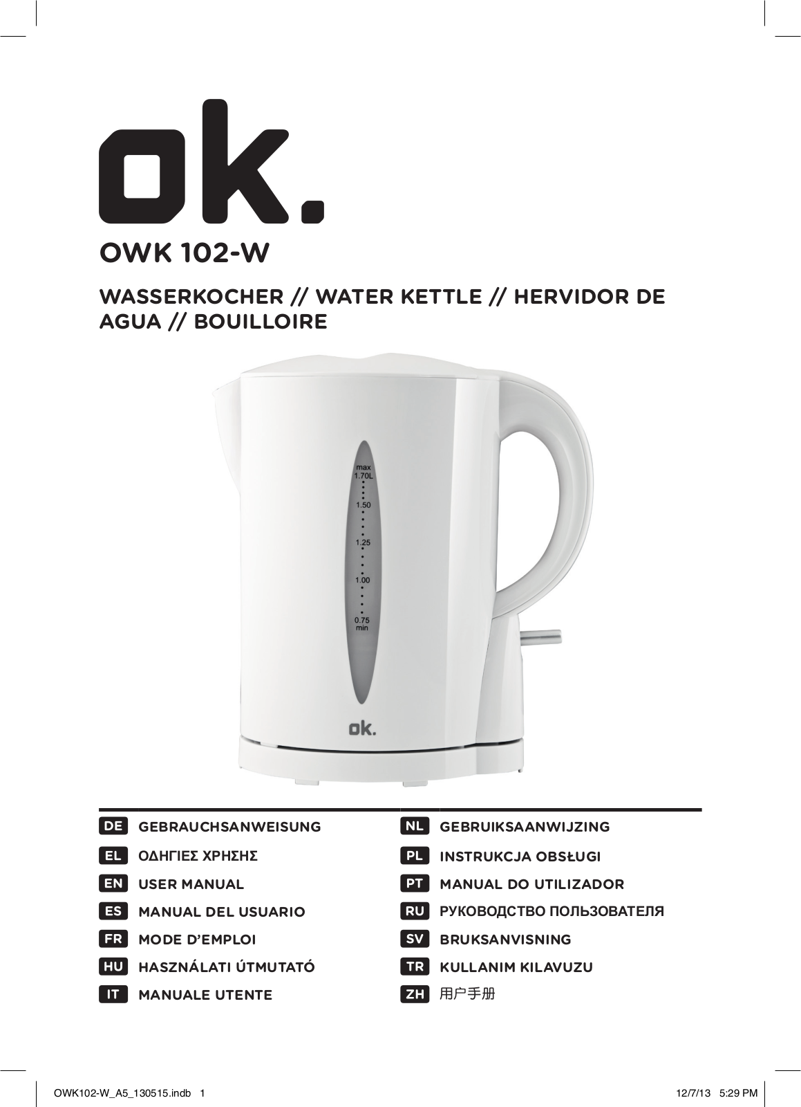 OK OWK 102-W User Manual