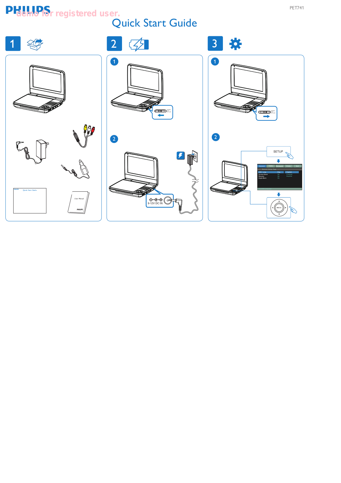 Philips PET741W/37 Quick Start Guide