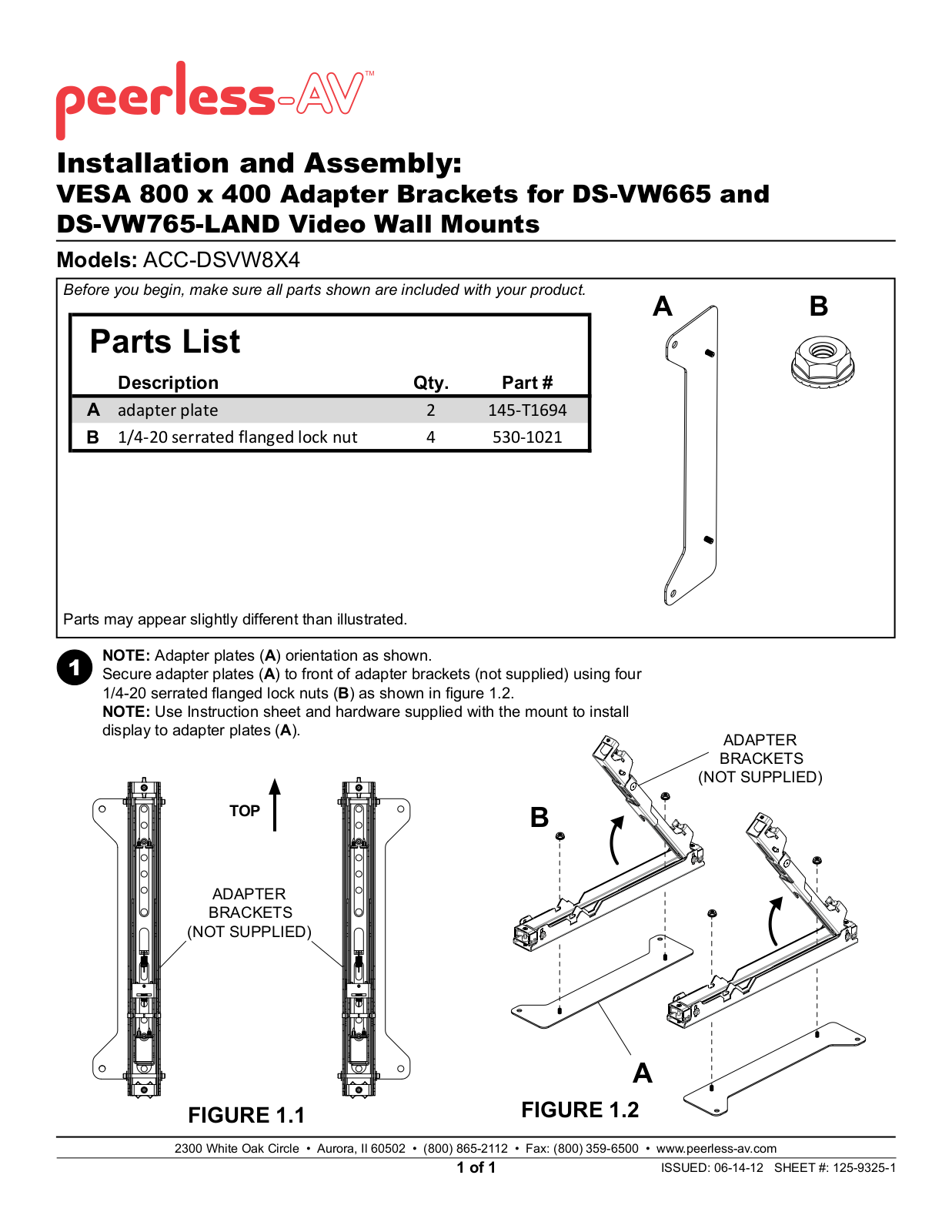 Peerless-AV ACC-DSVW8X4 Installation