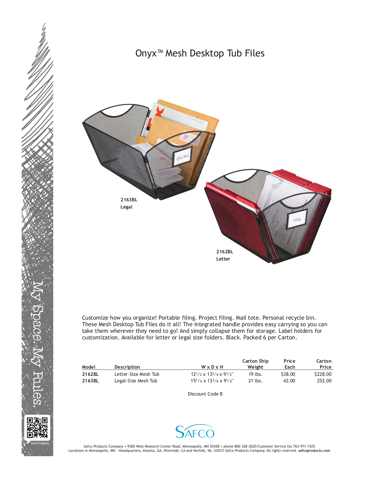 Safco 2162BL User Manual