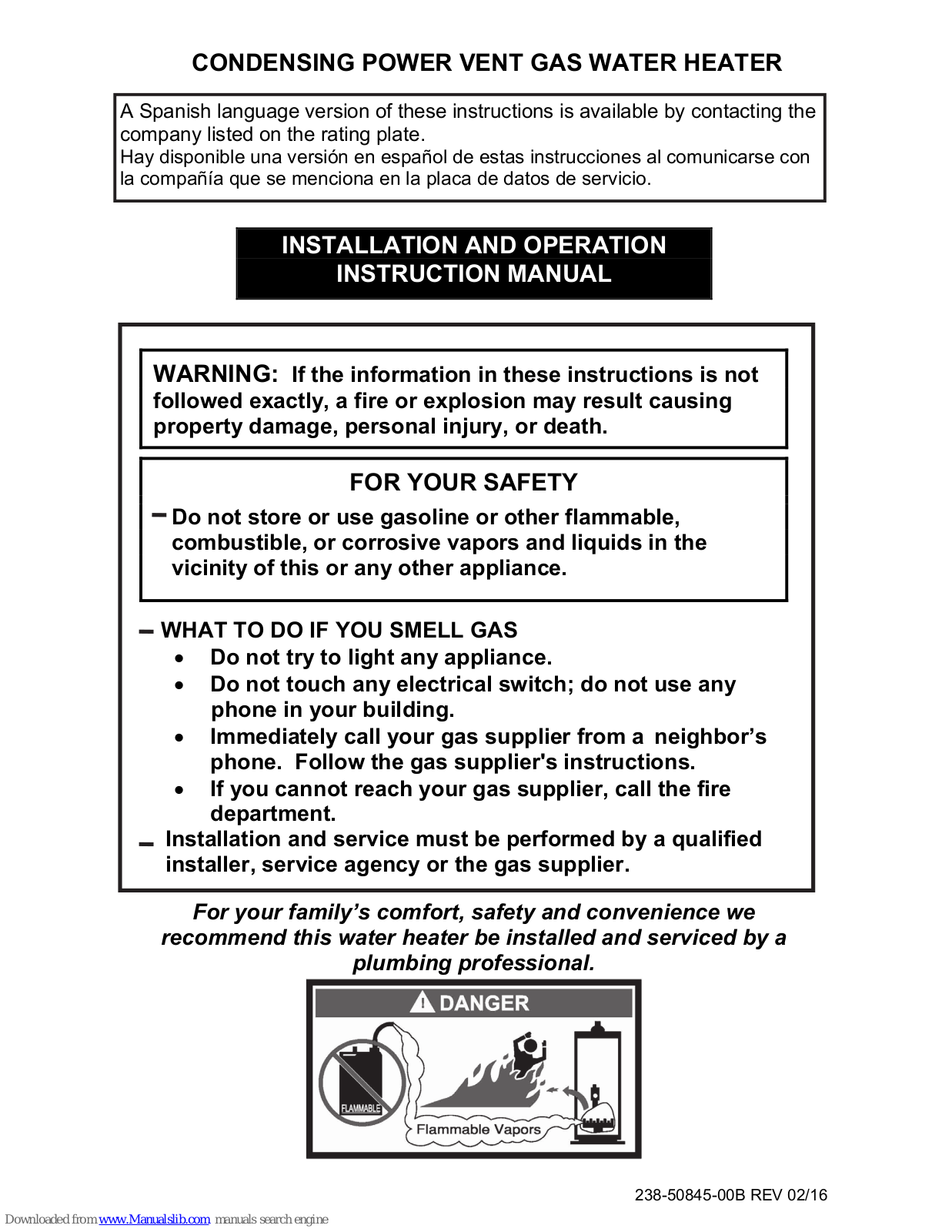 Bradford White D100T Instruction Manual